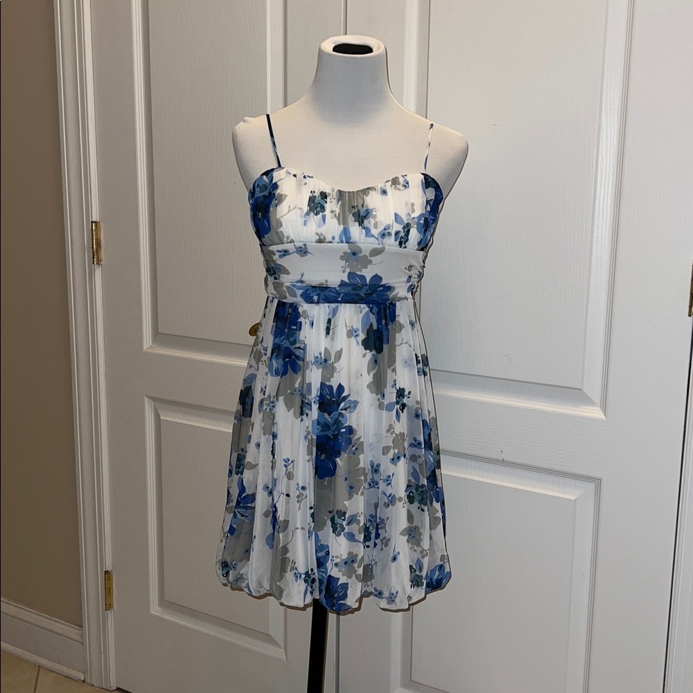 Speechless White Dress with Blue Floral Print
